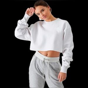 CHAMPION WOMENS SWEATSHIRT CROPPED REVERSE WEAVE NWT SIZE XL WHITE